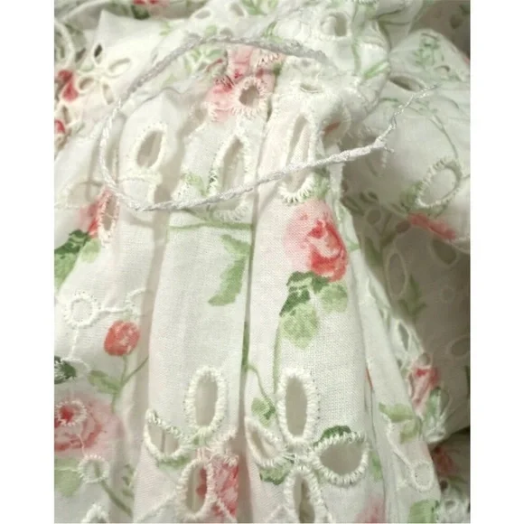 🎀 LoveShackFancy Clementine Floral Eyelet Ruffle Tiered Midi Dress 16 XL - Picture 14 of 16